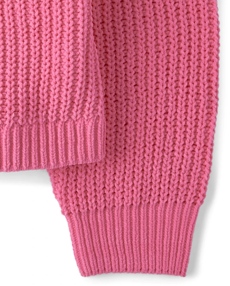 Girls Shaker Stitch Chenille Sweater