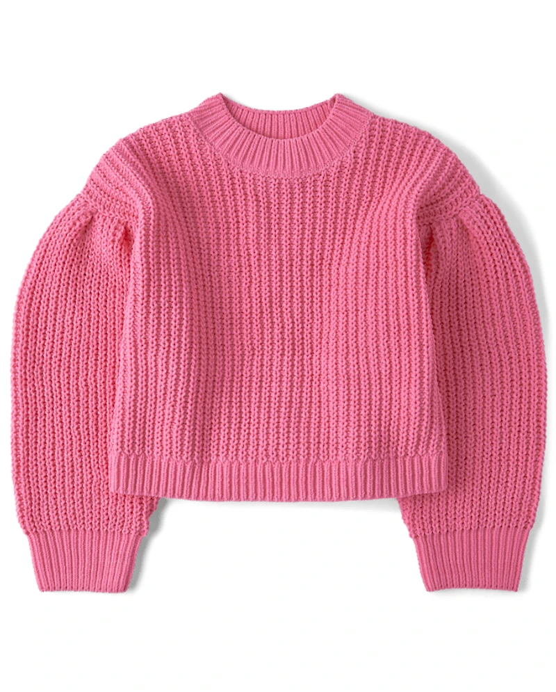 Pull chenille à point shaker pour fille