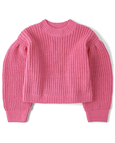 Pull chenille à point shaker pour fille