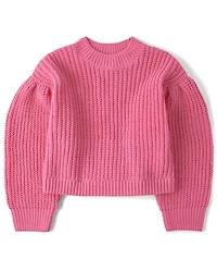 Pull chenille à point shaker pour fille