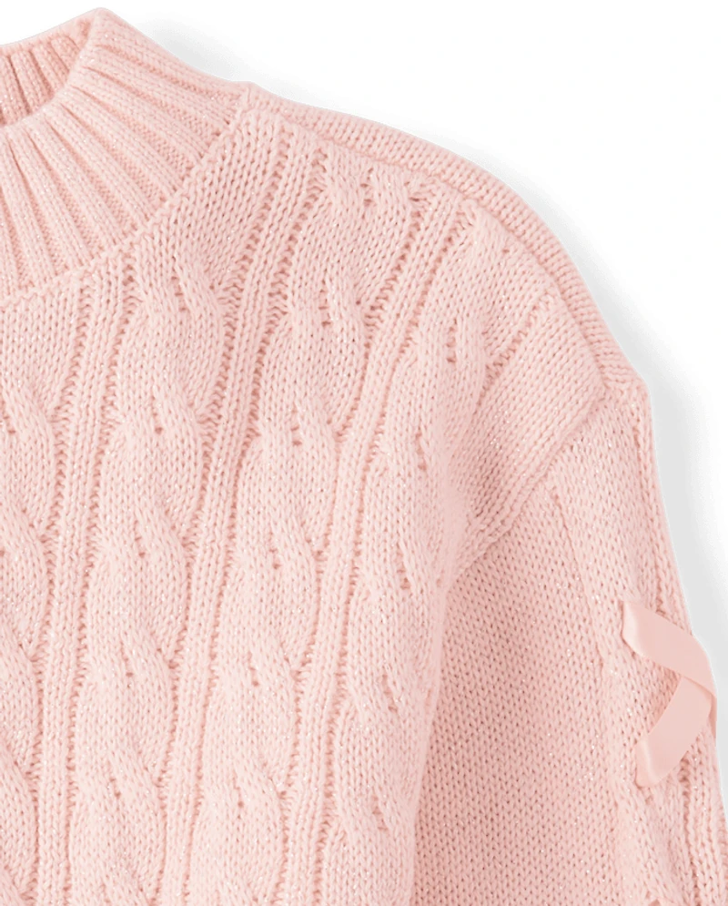 Girls Ribbon Cable Knit Sweater