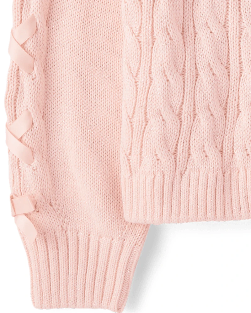 Girls Ribbon Cable Knit Sweater