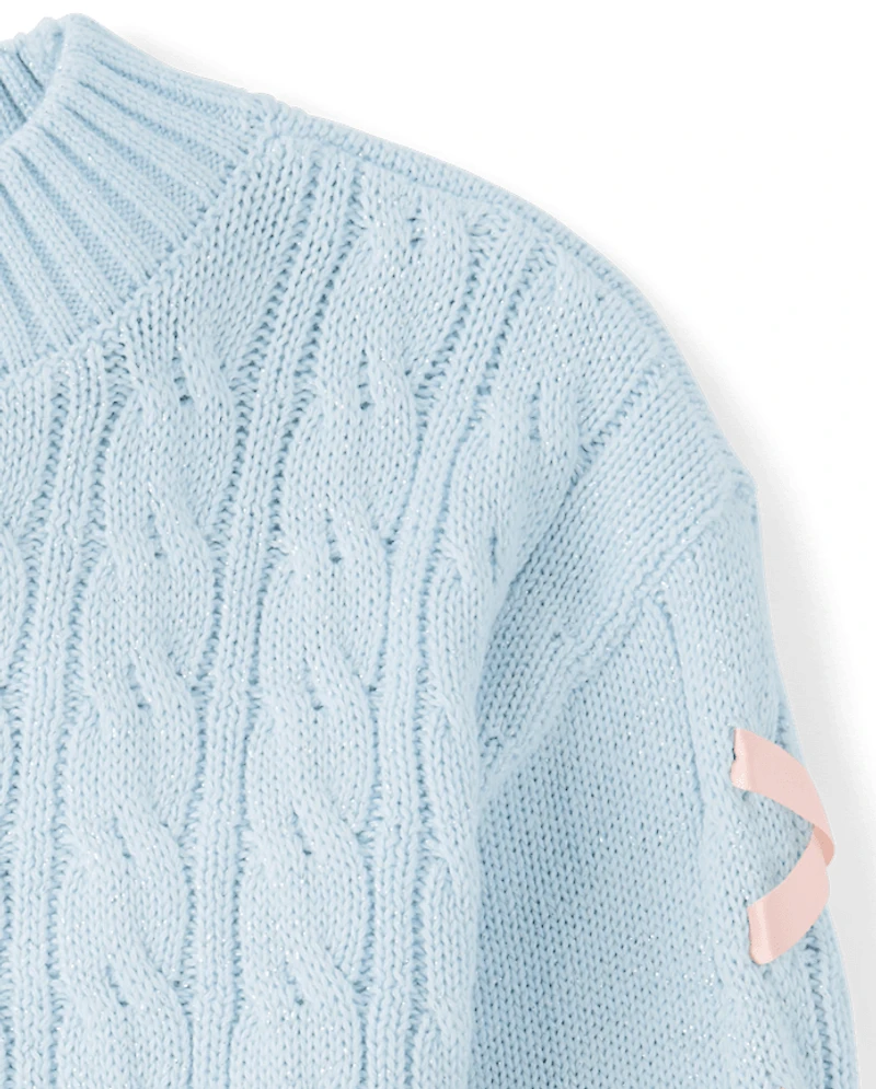 Girls Ribbon Cable Knit Sweater
