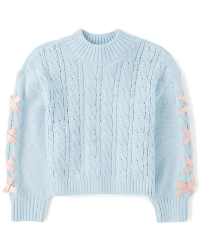 Girls Ribbon Cable Knit Sweater