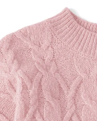 Girls Cable Knit Cropped Chunky Sweater