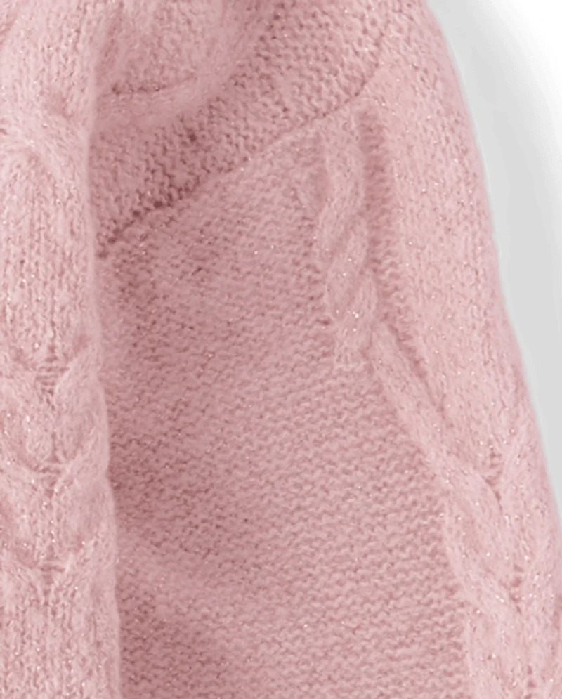 Girls Cable Knit Cropped Chunky Sweater