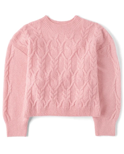 Girls Cable Knit Cropped Chunky Sweater