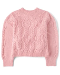 Girls Cable Knit Cropped Chunky Sweater