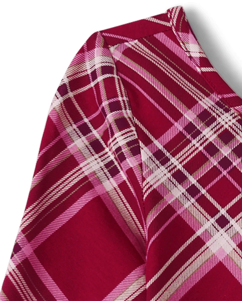 Girls Plaid V-Waist Dress