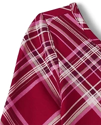 Girls Plaid V-Waist Dress