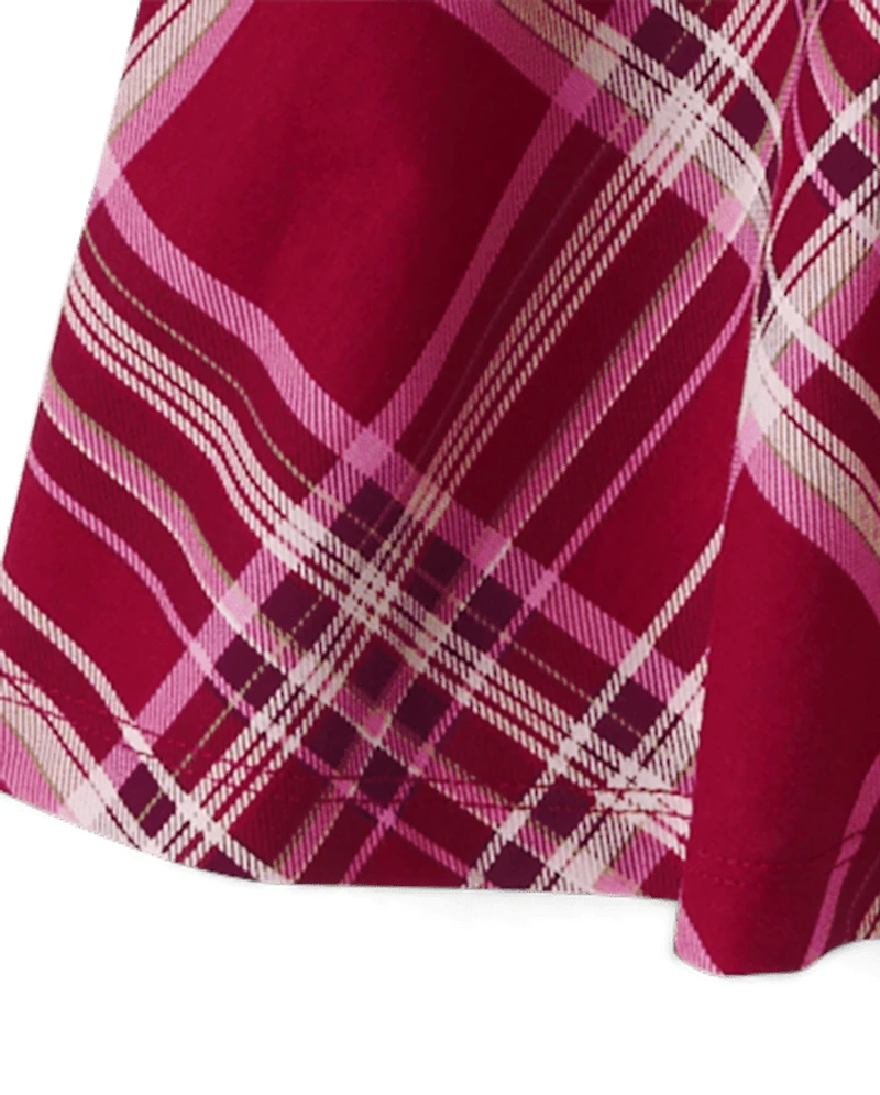 Girls Plaid V-Waist Dress