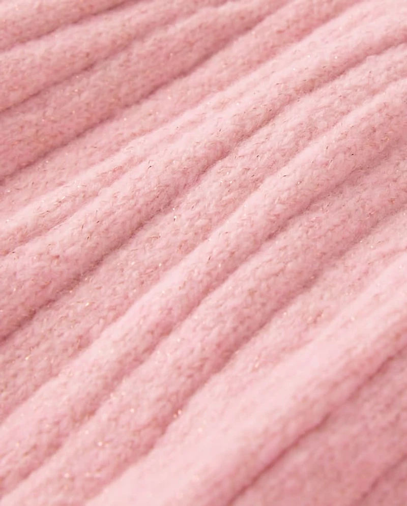 Girls Bow Ribbed Sweater Dress