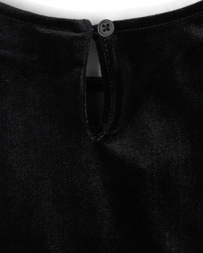 Girls Flocked Polka Dot Drop Waist Tutu Dress