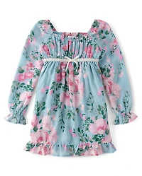 Girls Floral Chiffon Babydoll Dress
