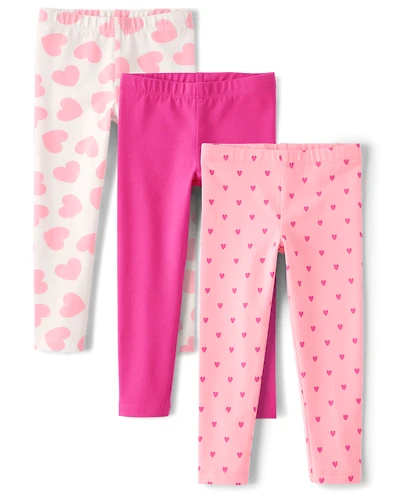 Toddler Girls Heart Leggings 3-Pack