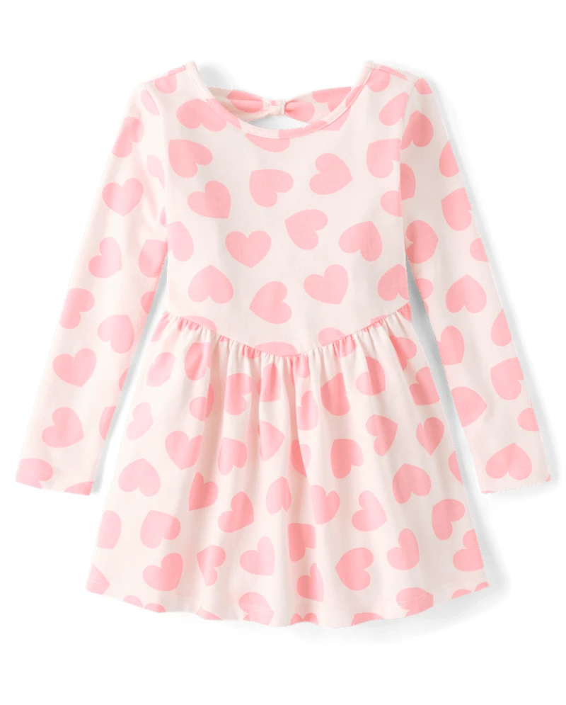 Baby And Toddler Girls Heart Bow Back Dress
