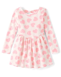 Baby And Toddler Girls Heart Bow Back Dress