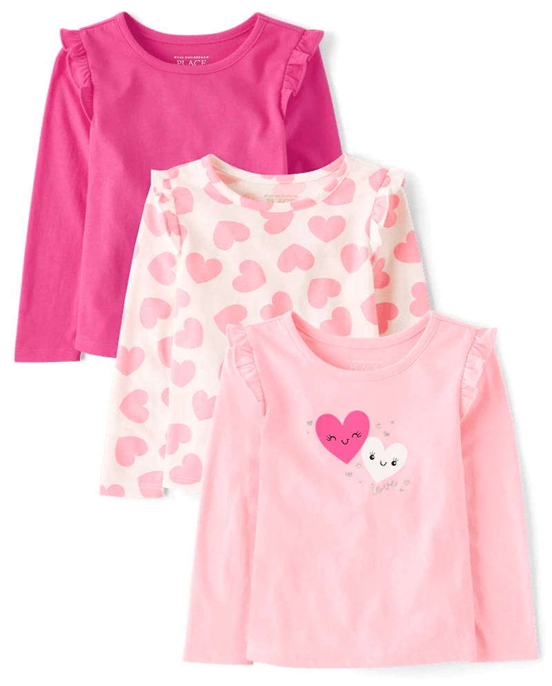 Toddler Girls Heart Flutter Top 3-Pack