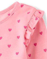 Ensemble 2 pièces à basque et nœud en forme de cœur pour petite fille