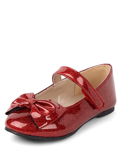 Toddler Girls Metallic Bow Ballet Flats