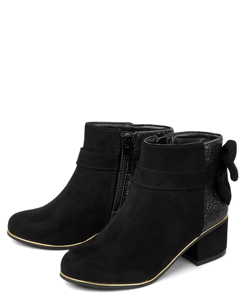 Girls Glitter Bow Booties