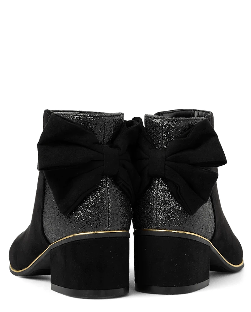 Girls Glitter Bow Booties