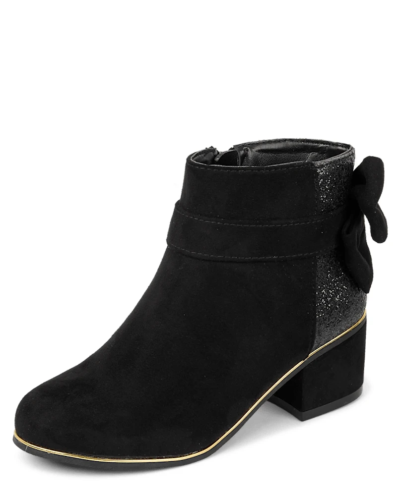 Girls Glitter Bow Booties