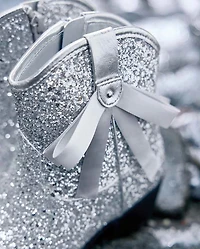 Girls Glitter Bow Cowgirl Booties