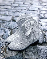 Girls Glitter Bow Cowgirl Booties