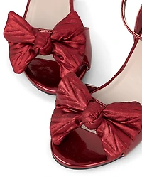 Girls Metallic Bow Block Heels