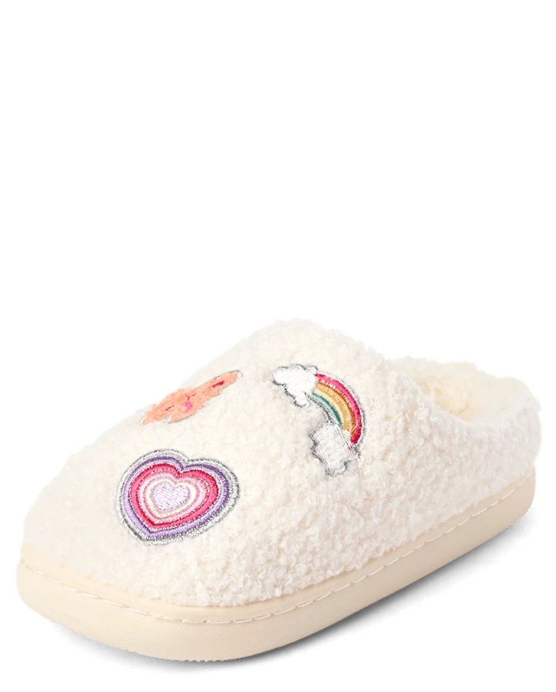 Girls Embroidered Icon Slippers