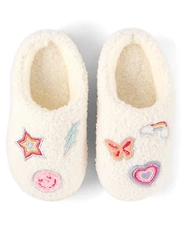 Girls Embroidered Icon Slippers