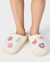 Girls Embroidered Icon Slippers