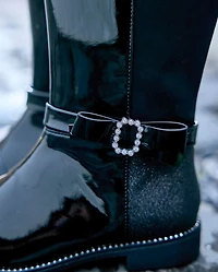 Girls Rhinestone Bow Boots