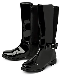 Girls Rhinestone Bow Boots