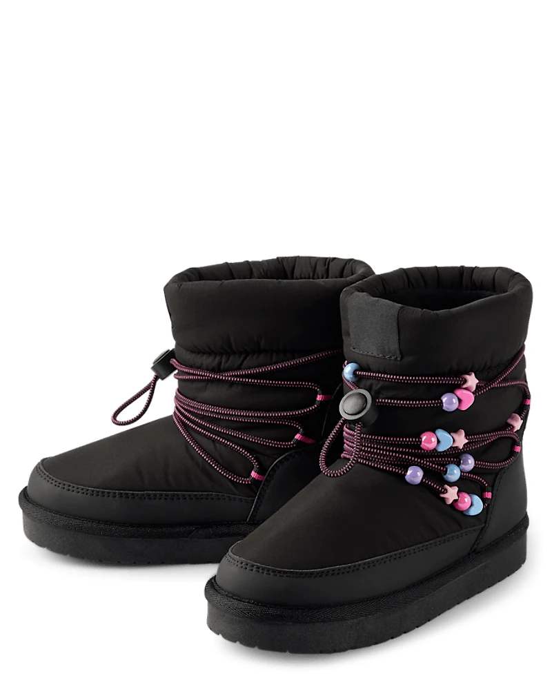 Girls Beaded Puffer Boots
