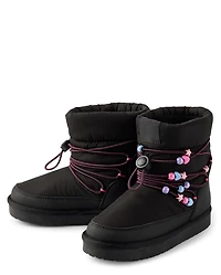 Girls Beaded Puffer Boots