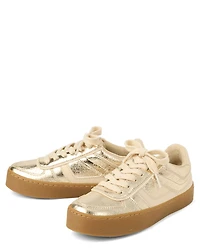 Girls Metallic Platform Low Top Sneakers