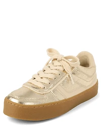 Girls Metallic Platform Low Top Sneakers