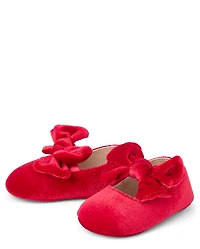 Baby Girls Bow Velvet Ballet Flats