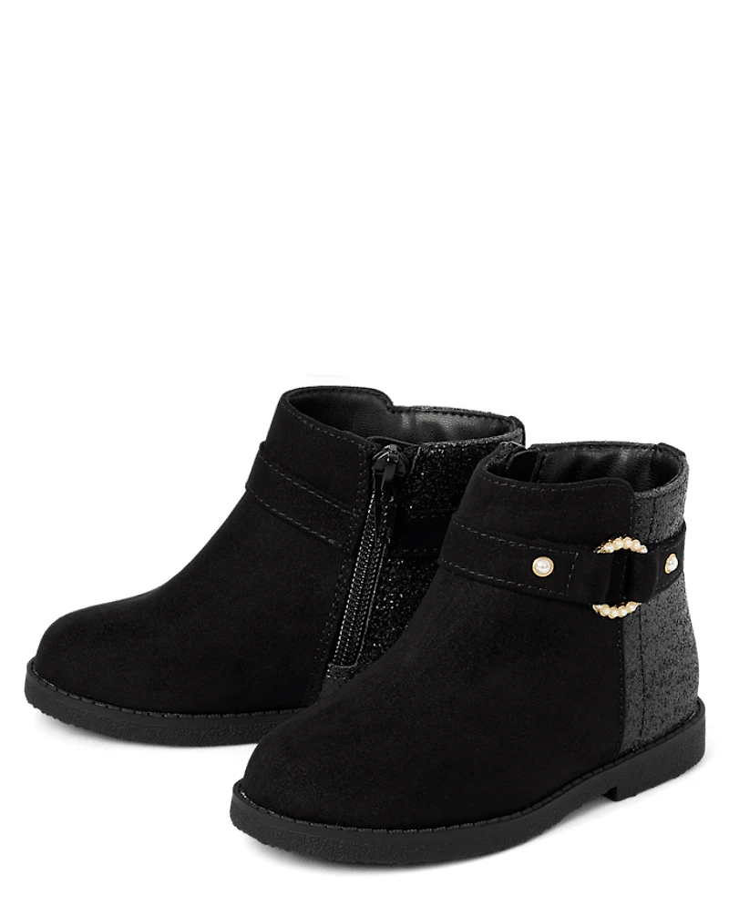 Toddler Girls Faux Pearl Booties