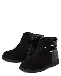 Toddler Girls Faux Pearl Booties