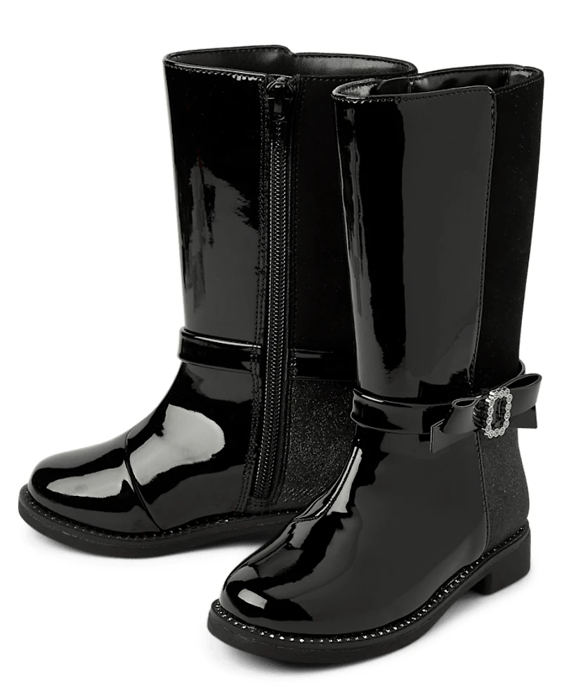 Bottes à nœud en strass pour petites filles