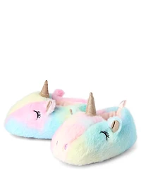 Toddler Girls Rainbow Unicorn Slippers