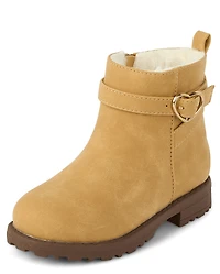Toddler Girls Heart Buckle Booties