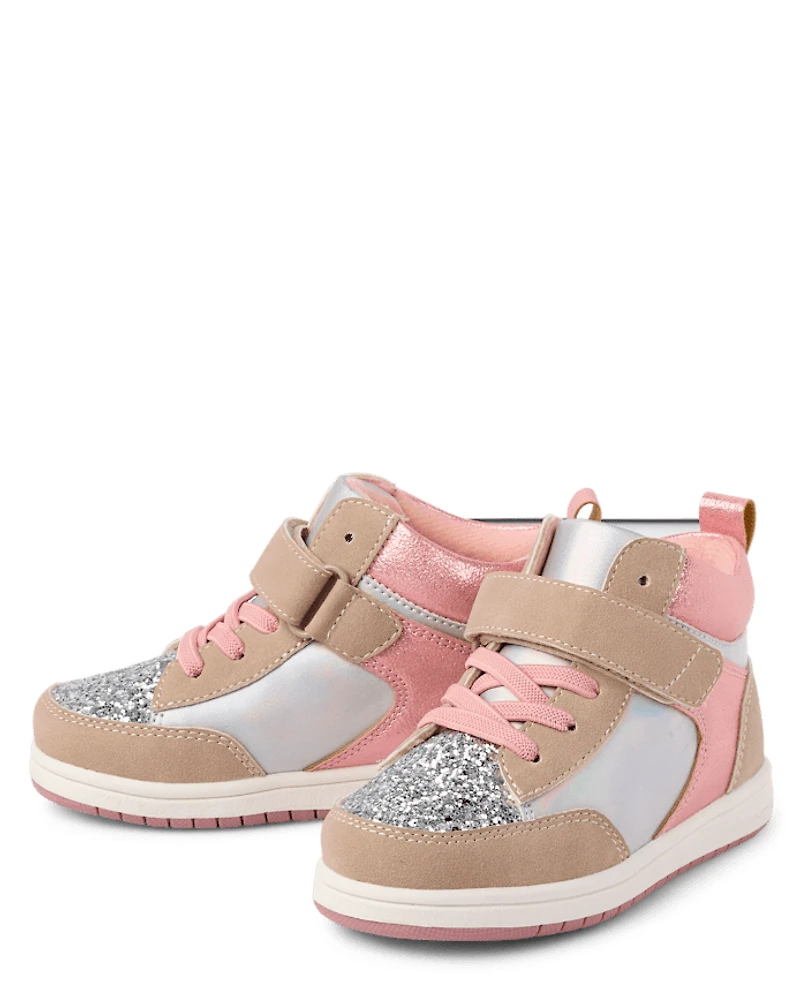 Toddler Girls Iridescent Colorblock High Top Sneakers
