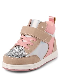 Toddler Girls Iridescent Colorblock High Top Sneakers