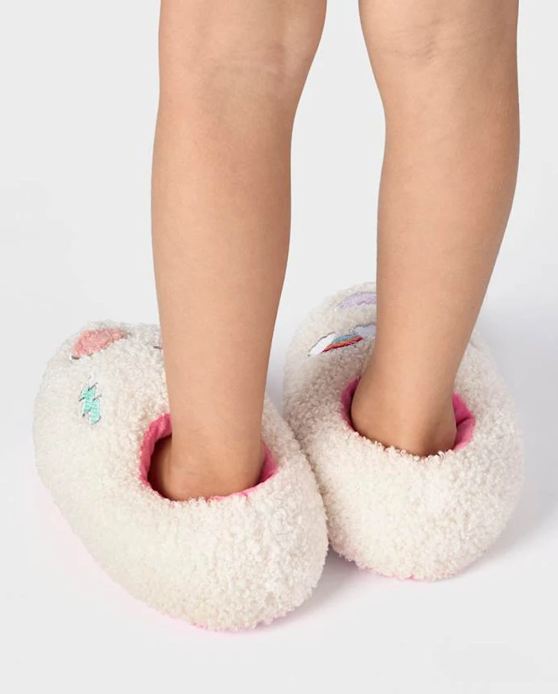 Toddler Girls Embroidered Icon Slippers