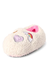 Toddler Girls Embroidered Icon Slippers