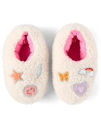 Toddler Girls Embroidered Icon Slippers